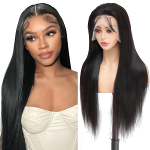 13x4 Transparent Lace Frontal Wig Straight Human Virgin Hair 180% Density
