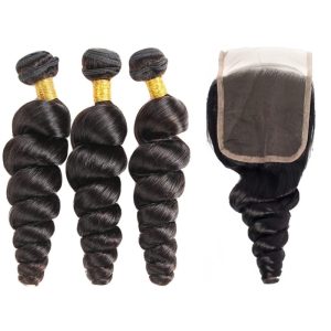 Burmese Hair 3 Bundles With Closure Loose Wave Human Hair