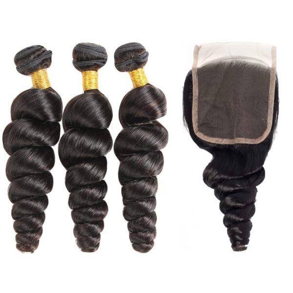 Burmese Hair 3 Bundles With Closure Loose Wave Human Hair