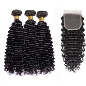 Burmese Hair 3 Bundles With Closure Deep Wave Human Hair