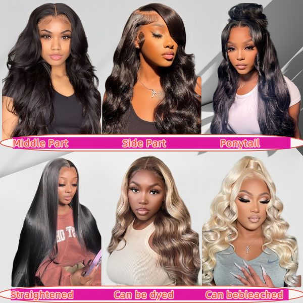 13x4 Transparent Lace Frontal Wig Body Wave Human Virgin Hair 180% Density - Image 3