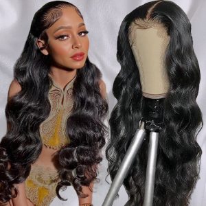 13x4 Transparent Lace Frontal Wig Body Wave Human Virgin Hair 180% Density