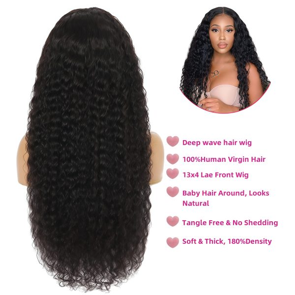 13x4 Transparent Lace Frontal Wig Deep Wave Human Virgin Hair 180% Density - Image 2