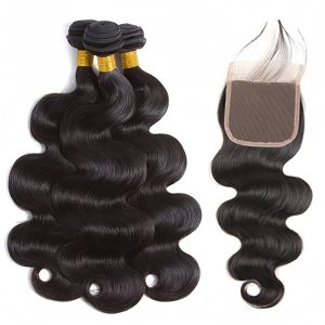 Burmese Hair 3 Bundles With  Closure Body Wave Human Hair