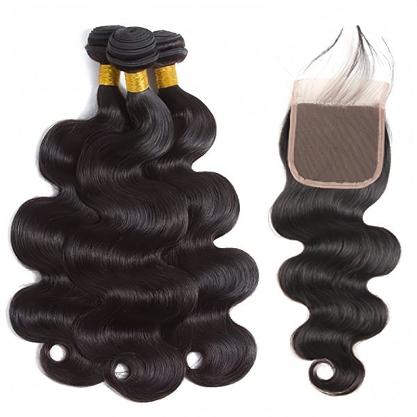 Burmese Hair 3 Bundles With  Closure Body Wave Human Hair