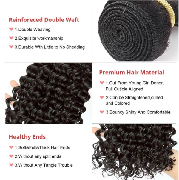 3 Bundles Curly Human Raw  Hair - Image 3