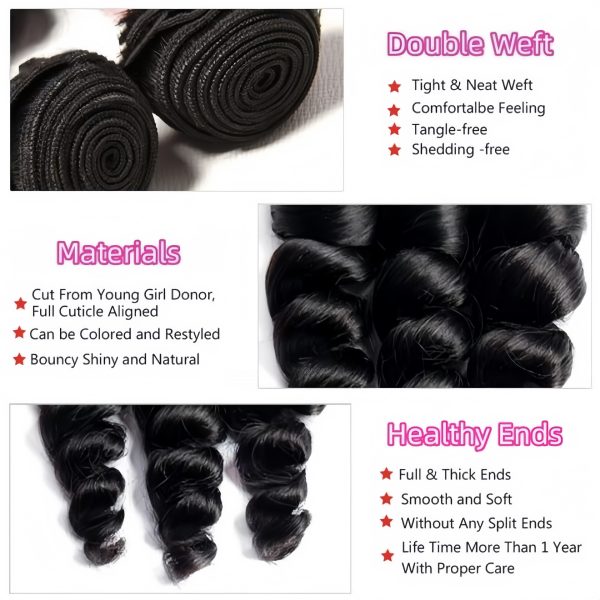 3 Bundles Loose Wave  Human Raw Hair - Image 2