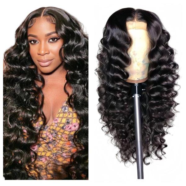 13x4 Transparent Lace Frontal Wig Loose Wave Human Virgin Hair 180% Density