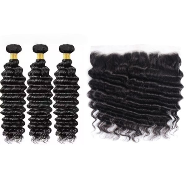 Burmese Hair 3 Bundles With Frontal Deep Wave Human Virgin Hair