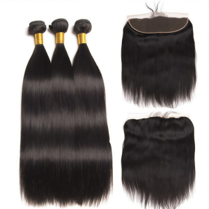 Burmese Hair 3 Bundles With Frontal Straight Human Virgin Hair