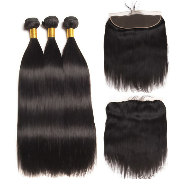 Burmese Hair 3 Bundles With Frontal Straight Human Virgin Hair